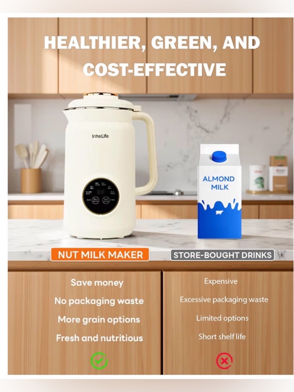 IntreLife Electric 34 oz Nut Milk Maker Machine, 8 in 1 - Picture 4 of 11